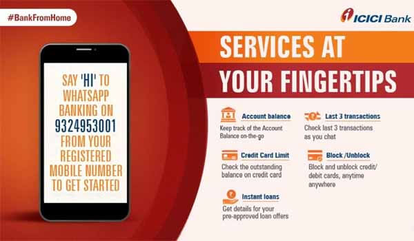 Due to Coronavirus, ICICI Bank launched banking services on WhatsApp